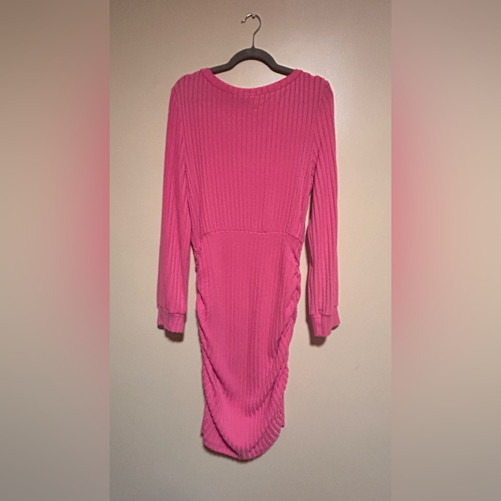Chic Long Sleeve Pink Dress